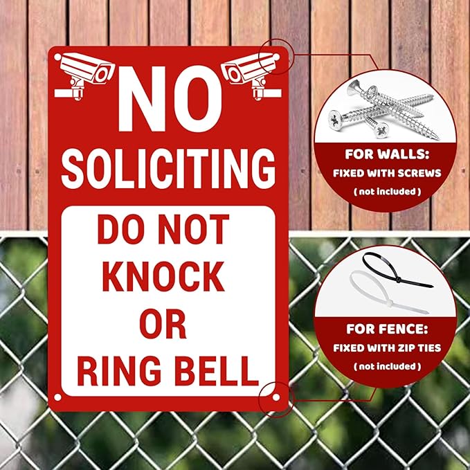 No Soliciting Sign for House/Home, Metal Yard Sign for Front Door, Perfect - Image 3