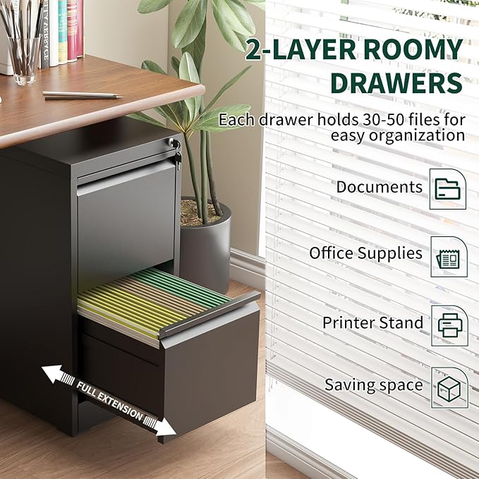 Yukimo 2 Drawer File Cabinet - Image 4