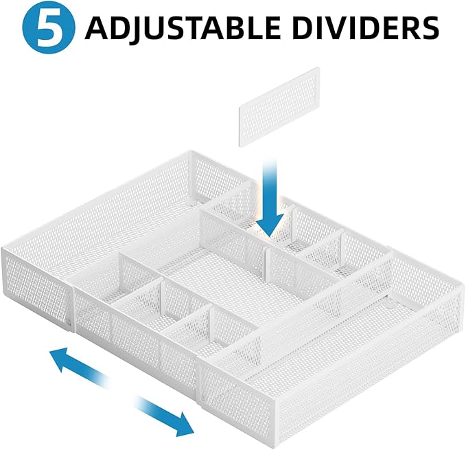 Marbrasse Expandable Desk Drawer Organizer, Mesh Drawer Organizer Tray - Image 3