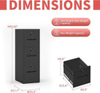 OPTYMIRA 3 Drawer Metal File Cabinet - Image 3