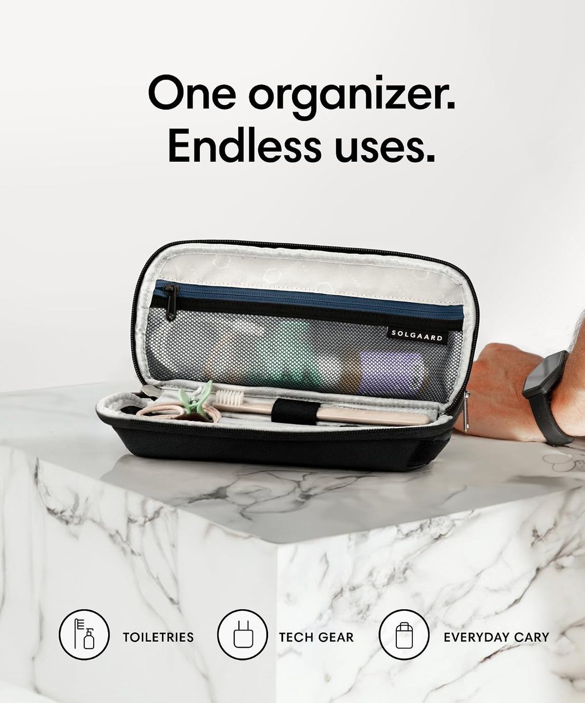 Solgaard Lifekit Versa Organizer -Travel Pouch Kit & Toileltry Bag (Black)