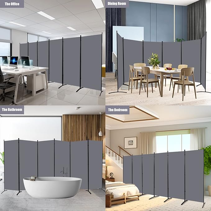 Room Divider 6FT Folding Privacy Screens, 6 Panel Partition Room Dividers - Image 5