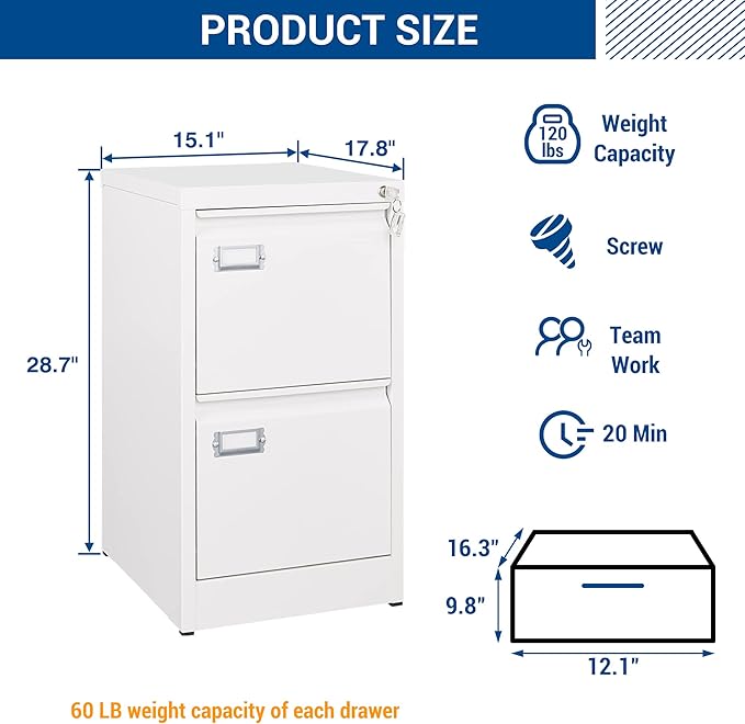Fesbos 2 Drawers Vertical File Cabinets - Image 3