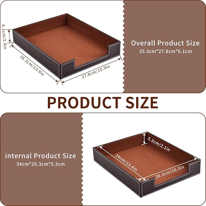 Leather Letter Tray, Office Supplies Desk Organizer - Image 7