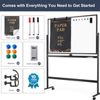 Dry Erase Whiteboard Easel on Wheels - Image 6