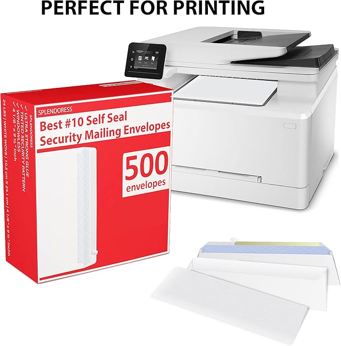 #10 Envelopes Letter Size Self Seal | 500 Business Mailing Security Peel and - Image 4