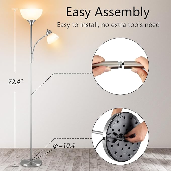 RISLG Floor Lamp, Dimmable Standing lamp, Stepless Dimming Brightness, Included - Image 3