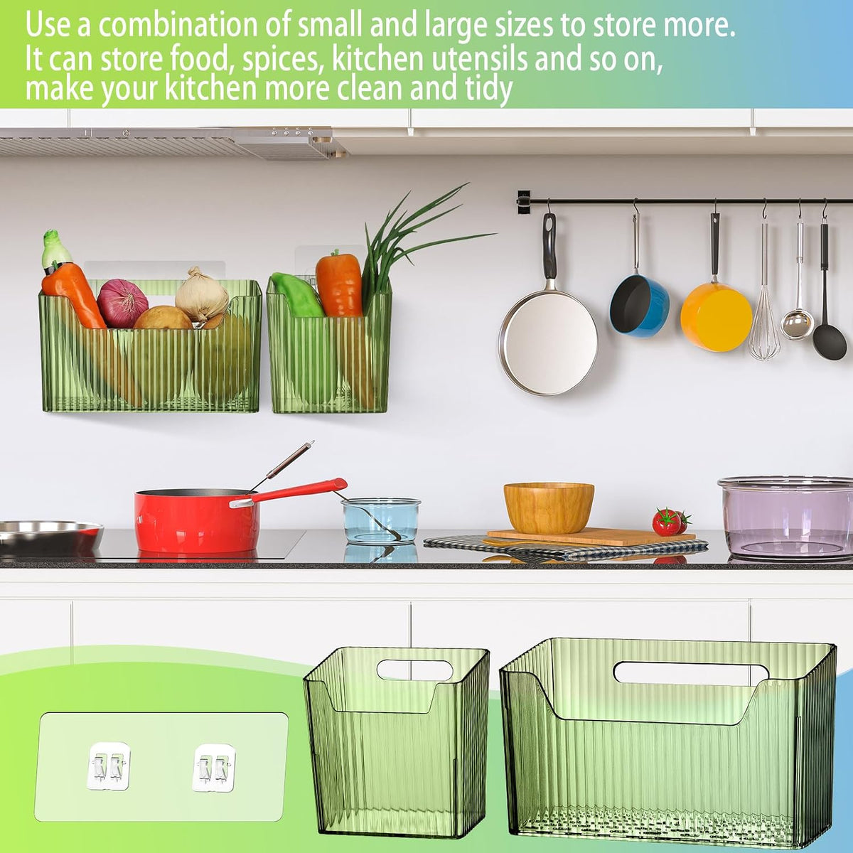 SiliFine 8 Pcs Cabinet Door Organizer Bin Wall Mount Organizer,3.94''...
