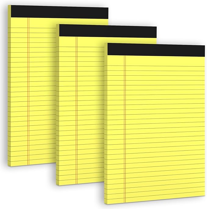 Yellow Legal Pads 8.5 x 11 Note Pads, 3 Pack Yellow Notepads 8.5 x 11 Wide by NotePads