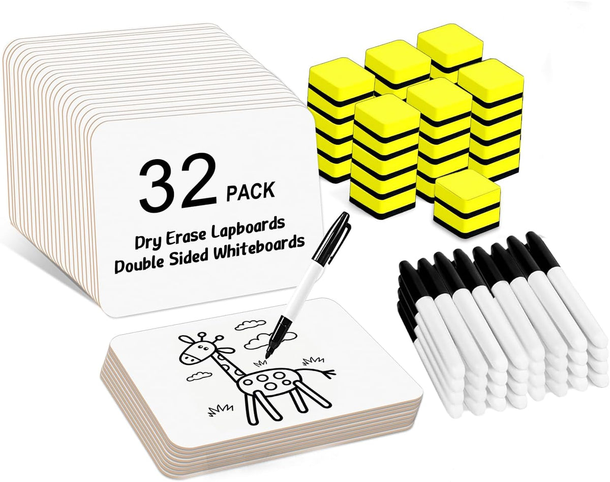 Dry Erase Lapboards, HERKKA 32 Pack Double Sided Dry Erase Lap Boards 9 x 12....