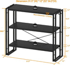 HCHQHS Bookshelf, 3-Tier Industrial Bookcase, Freestanding Horizontal - Image 3