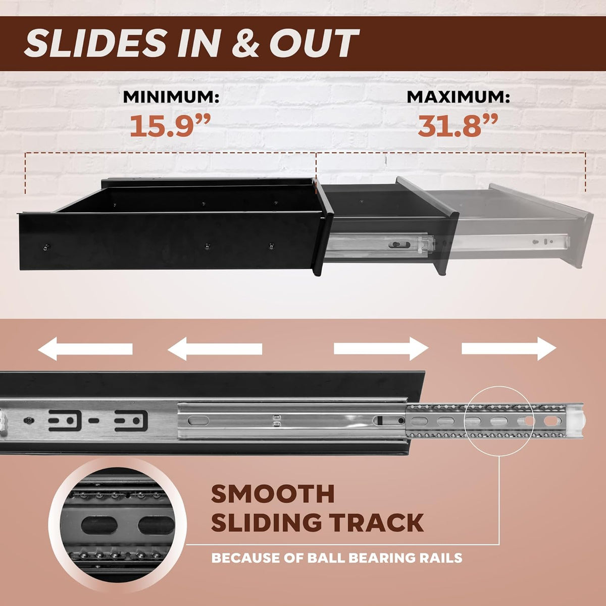 Large 23.6 Inch Under Desk Drawer Slide Out, Pencil Drawer, Undermount Desk D...