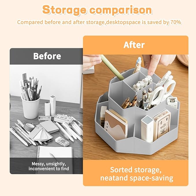 Cayxenful Pencil Pen Holder for Desk, 9 Slots 360 Degree Rotating Desk - Image 5