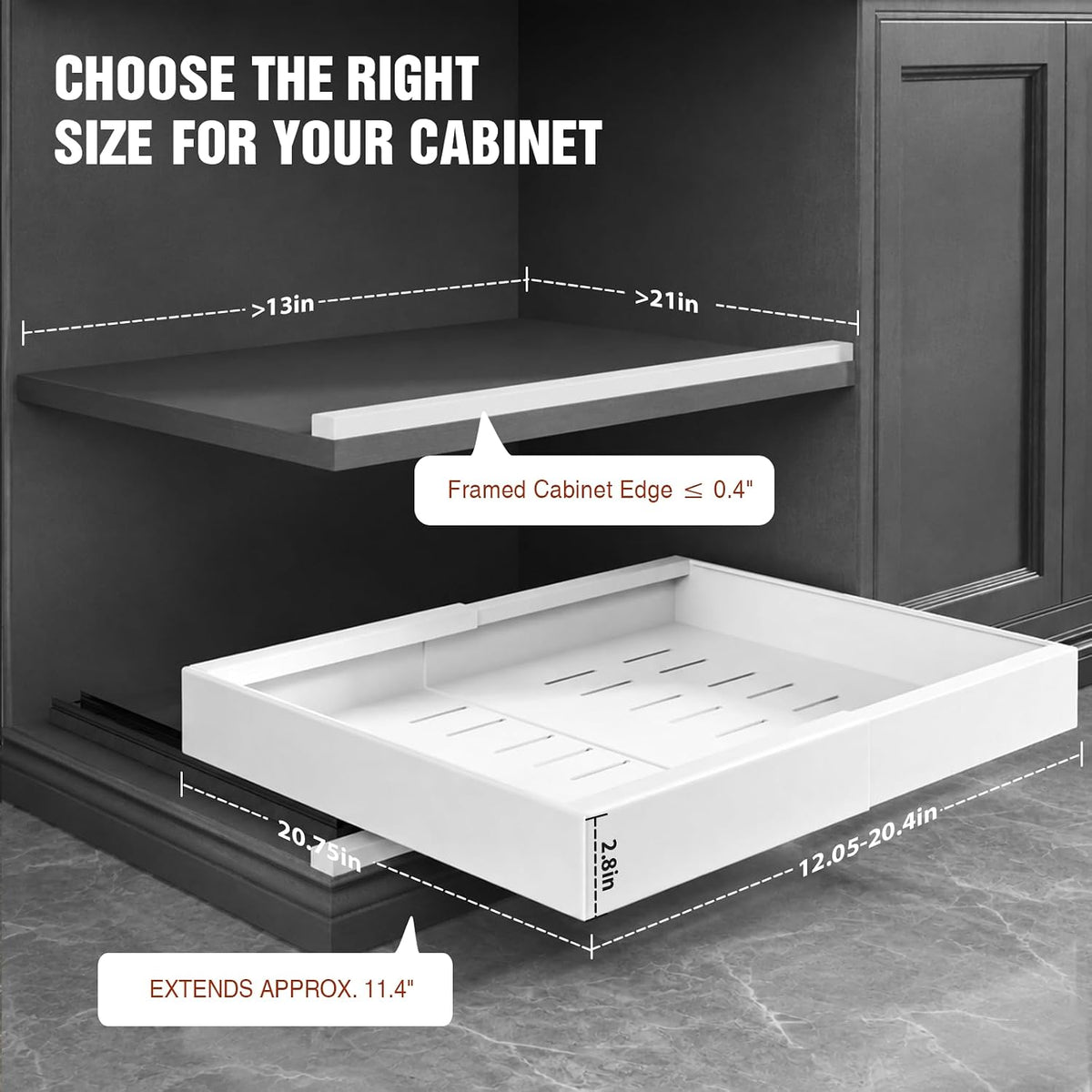 Seinloes 4 Pack Expandable Pull Out Cabinet Organizer 21"Deep With Raisi...