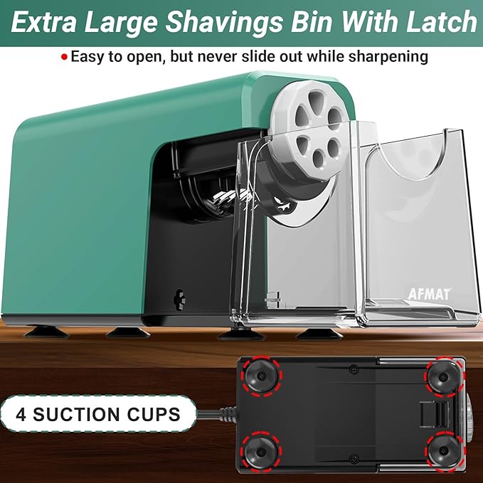 AFMAT Heavy Duty Electric Pencil Sharpener, 6 Holes, Auto Stop Pencil Sharpeners - Image 6