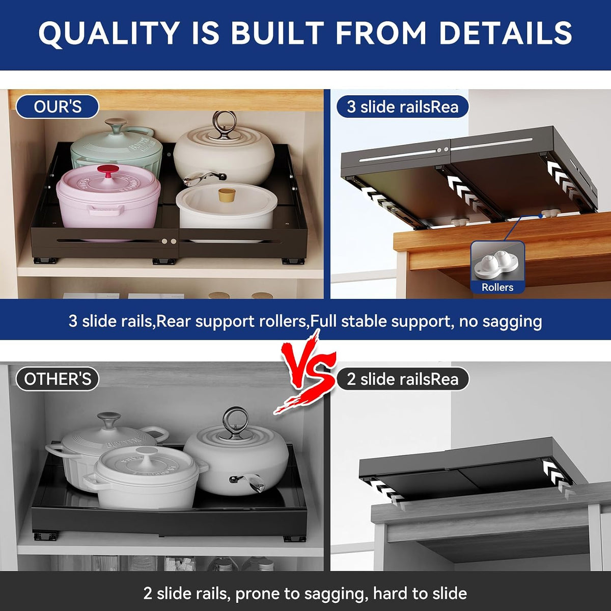 Pull out Cabinet Organizer, Full Metal Expandable Width (14.8"-20.8&quot...