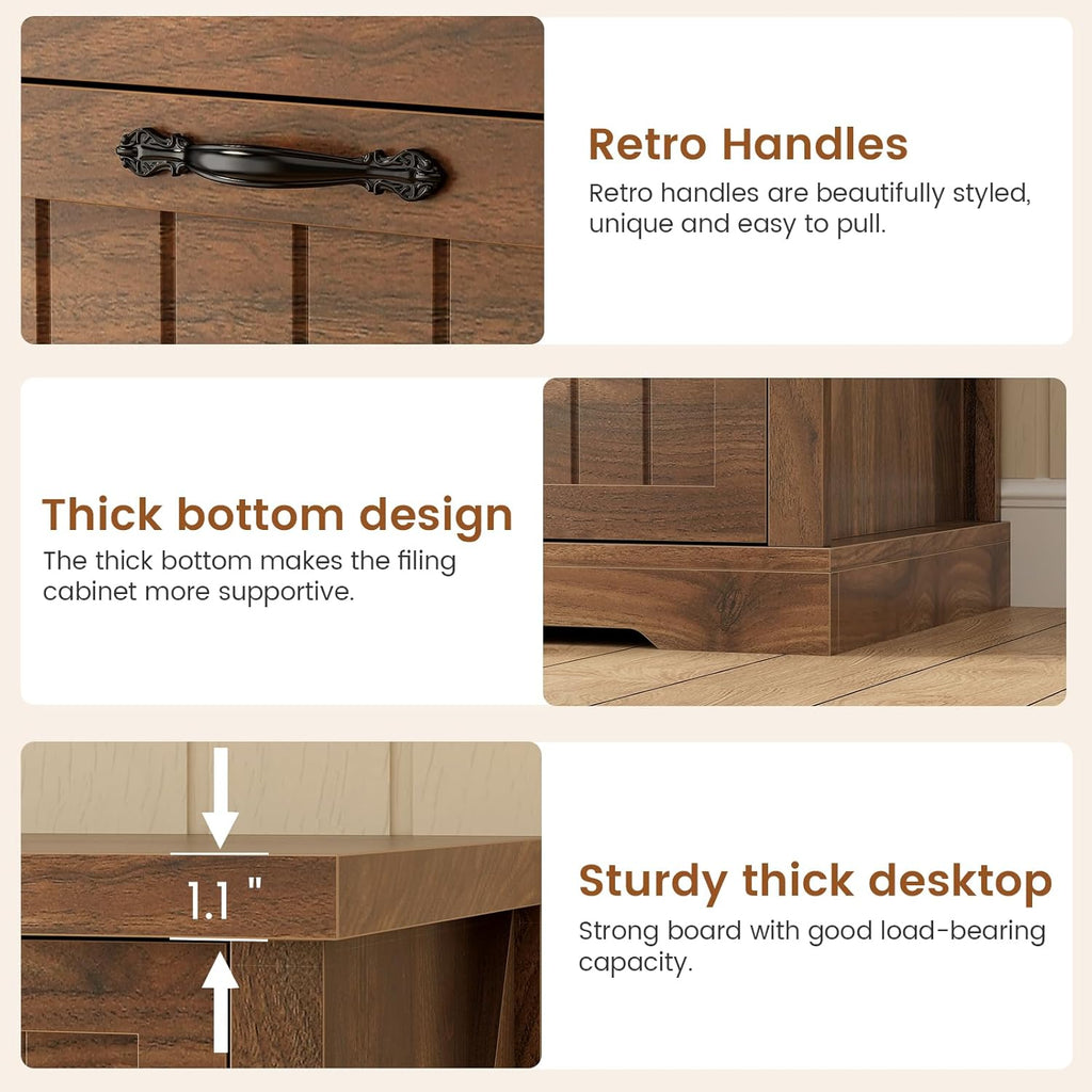 sedeta farmhouse 3 drawer file cabinet for home, front angle view