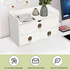 wood desk organizer with drawer, white wooden desktop on a desk or shelf