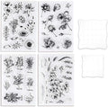UCEC 4 Sheets Clear Stamps Set for Card Making, Vintage Plants Flowers Rubber by UCEC