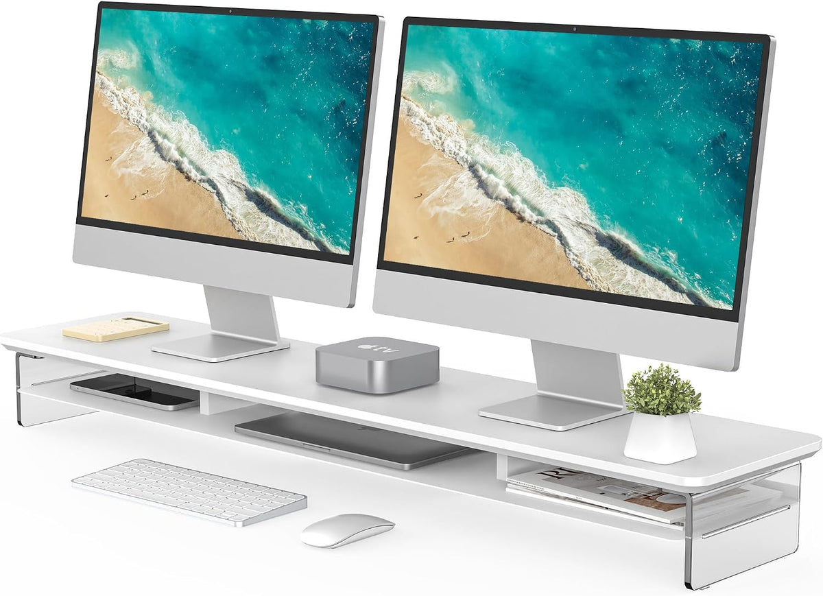 Fenge Acrylic Monitor Stand Riser, 42.5 Inches Dual Monitor Stand