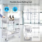 Medical Mobile Trolley Cart 2-Shelf 220 LBS Max Load Rolling Utility Cart Heavy - Image 4