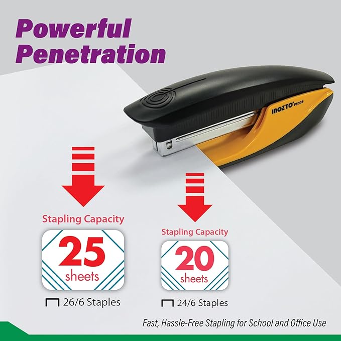INOZTO Ergonomic Stapler, 20 Sheet Capacity & 100 Staples Storage, - Image 3