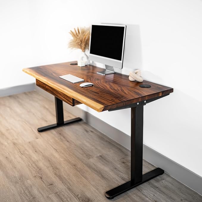 Standing Desk with Drawer – Walnut Solid Wood Desk, Natural Live Edge, - Image 2