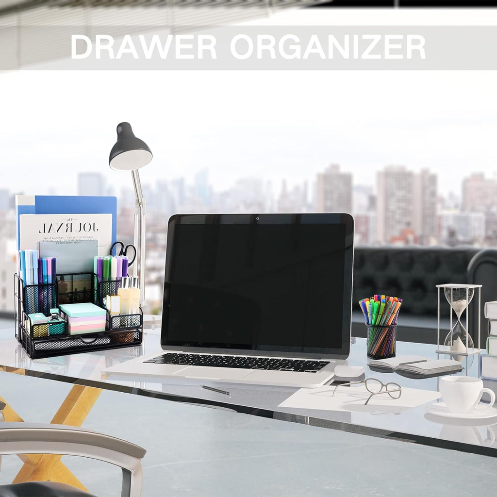 desk organizers caddy and accessories with 7 compartments, package contents
