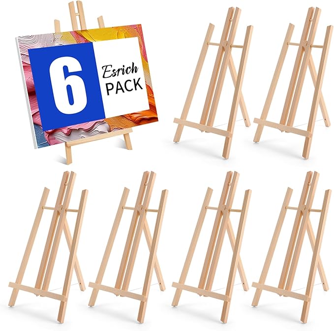 ESRICH 6 Pack 16in Wood Easels, Tabletop Easel by ESRICH