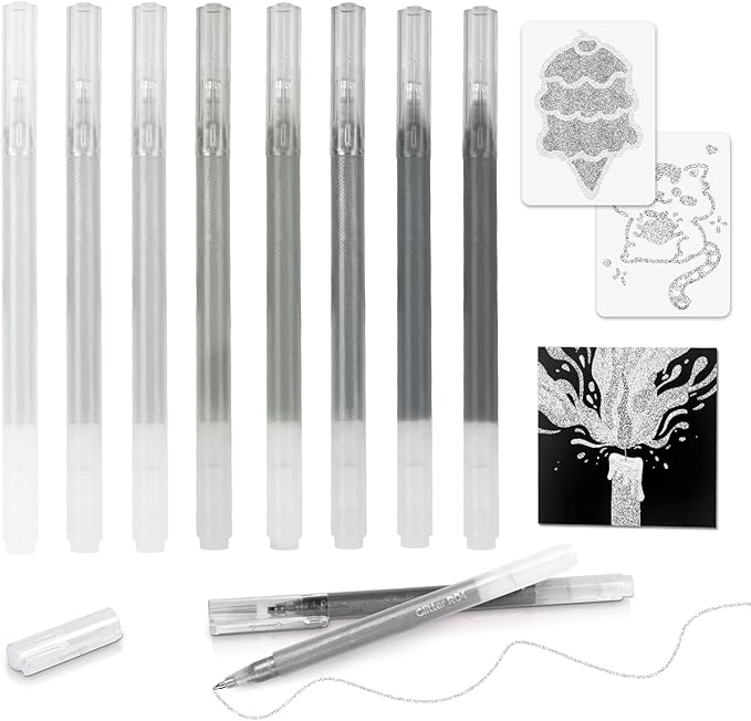CAISEXILE 8 Neutral Palette Glitter Gel Pens Set, 1.0 mm Fine Point by CAISEXILE