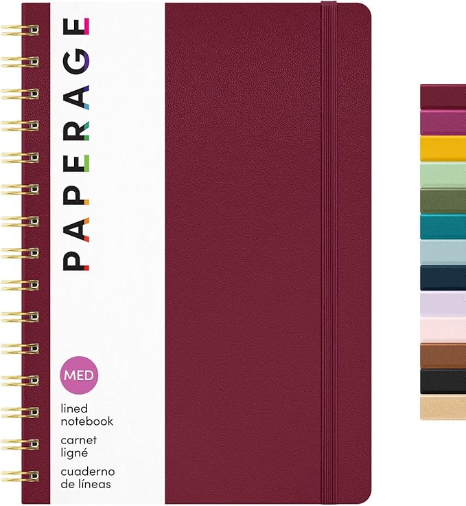PAPERAGE Lined Spiral Journal Notebook, 160 Pages, Hardcover Journal by PAPERAGE