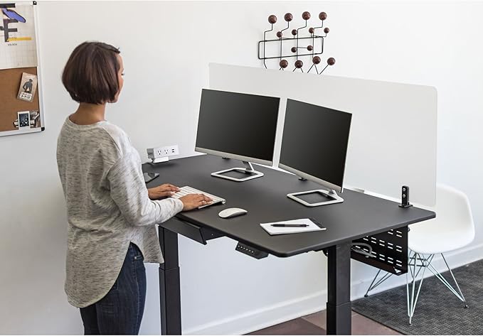 Stand Up Desk Store Under Desk Cable Management Tray Black Horizontal Computer - Image 4