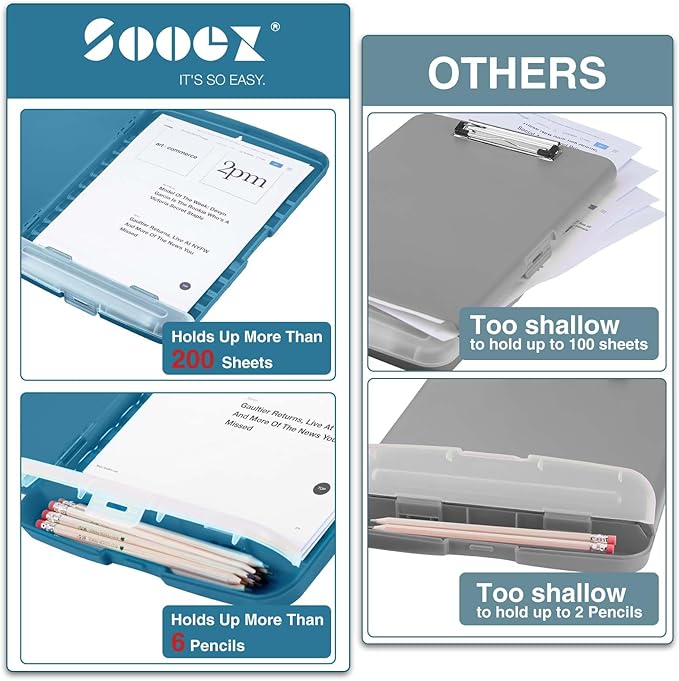 Sooez Clipboards with Storage, High Capacity Clip Boards 8.5x11 with Storage - Image 3