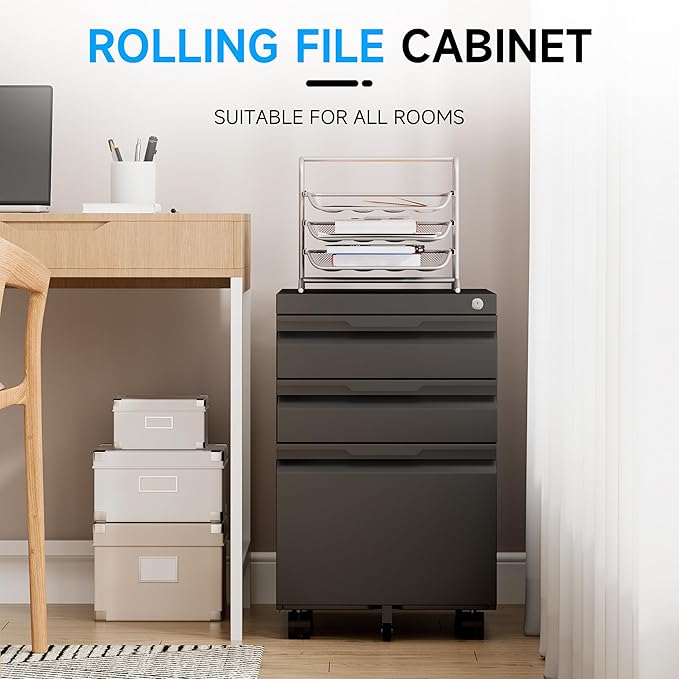 Bestoo 3-Drawer Mobile File Cabinet - Image 4