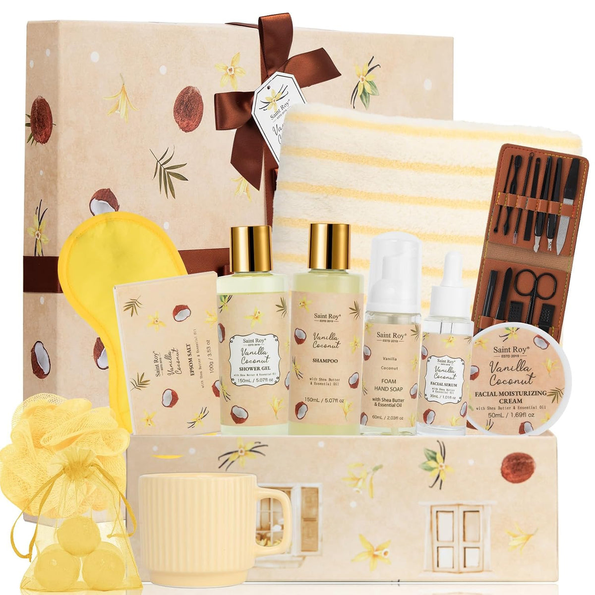 Get Well Soon Gifts Baskets, Coconut Spa Self Care Package After Surgery