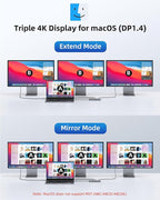Laptop Docking Station 4 Monitors, Dual HDMI+8K DP+VGA, 100W PD, 6 USB C/A Ports - Image 4
