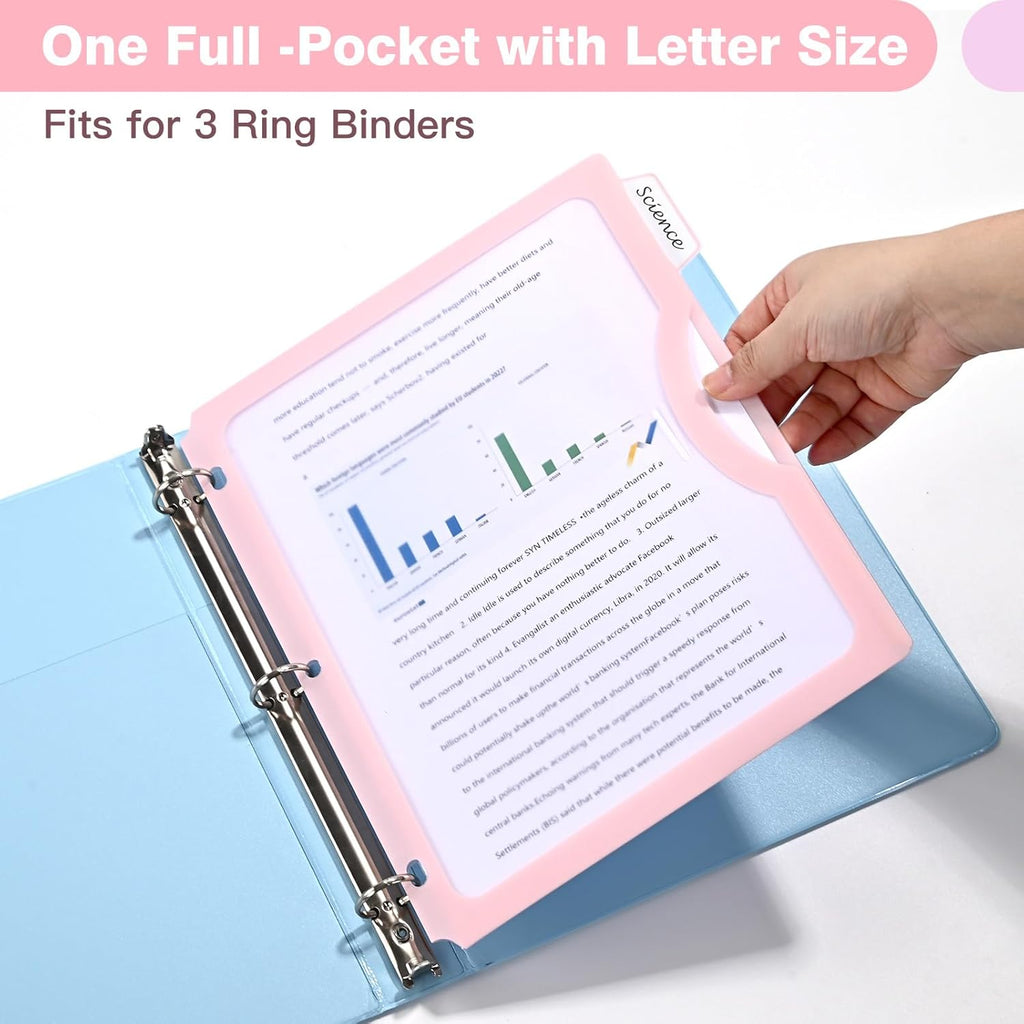 5 Tabs Dividers for 3 Ring Binder, 5 Pastel Binder Dividers with Pocket for US Letter Size, Binder Dividers with Tabs (XY024) (12)