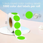 1 Inch Round Color Coding Labels, 1000 Dots Per Roll Light Green Color Coded - Image 2