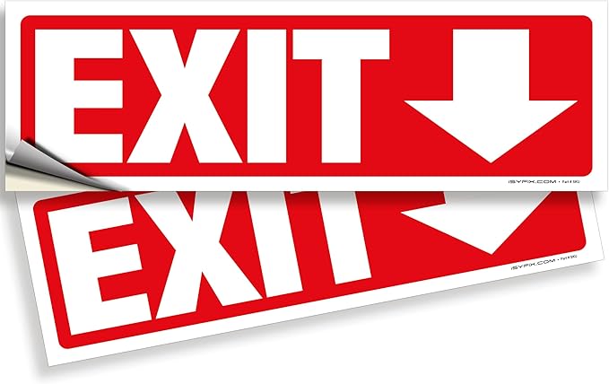 iSYFIX Exit Signs Stickers 2 Pack 12x4 Inch by iSYFIXPREMIUMSIGNS