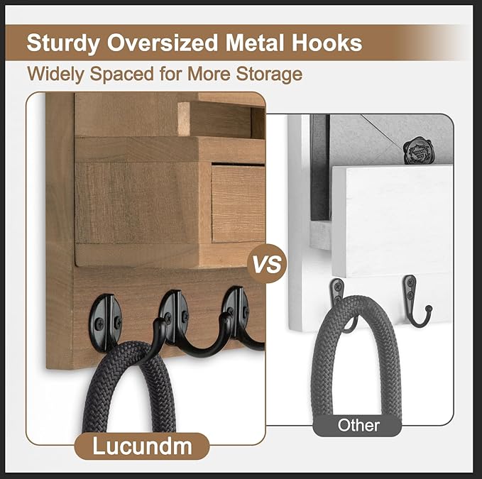 Lucundm Key Holder Wall Mount, Mail Holder - Image 5