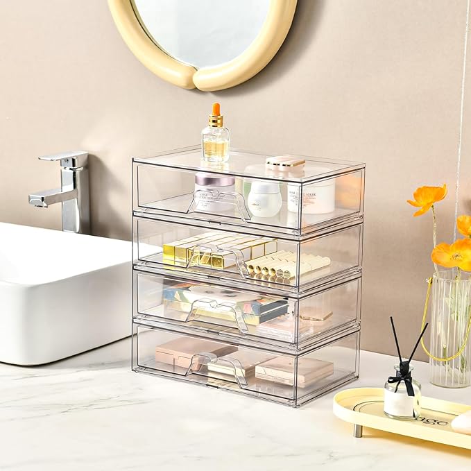 5 Pack Makeup Organizer Stackable, 12.1''L Bathroom Organizer and Storage - Image 6
