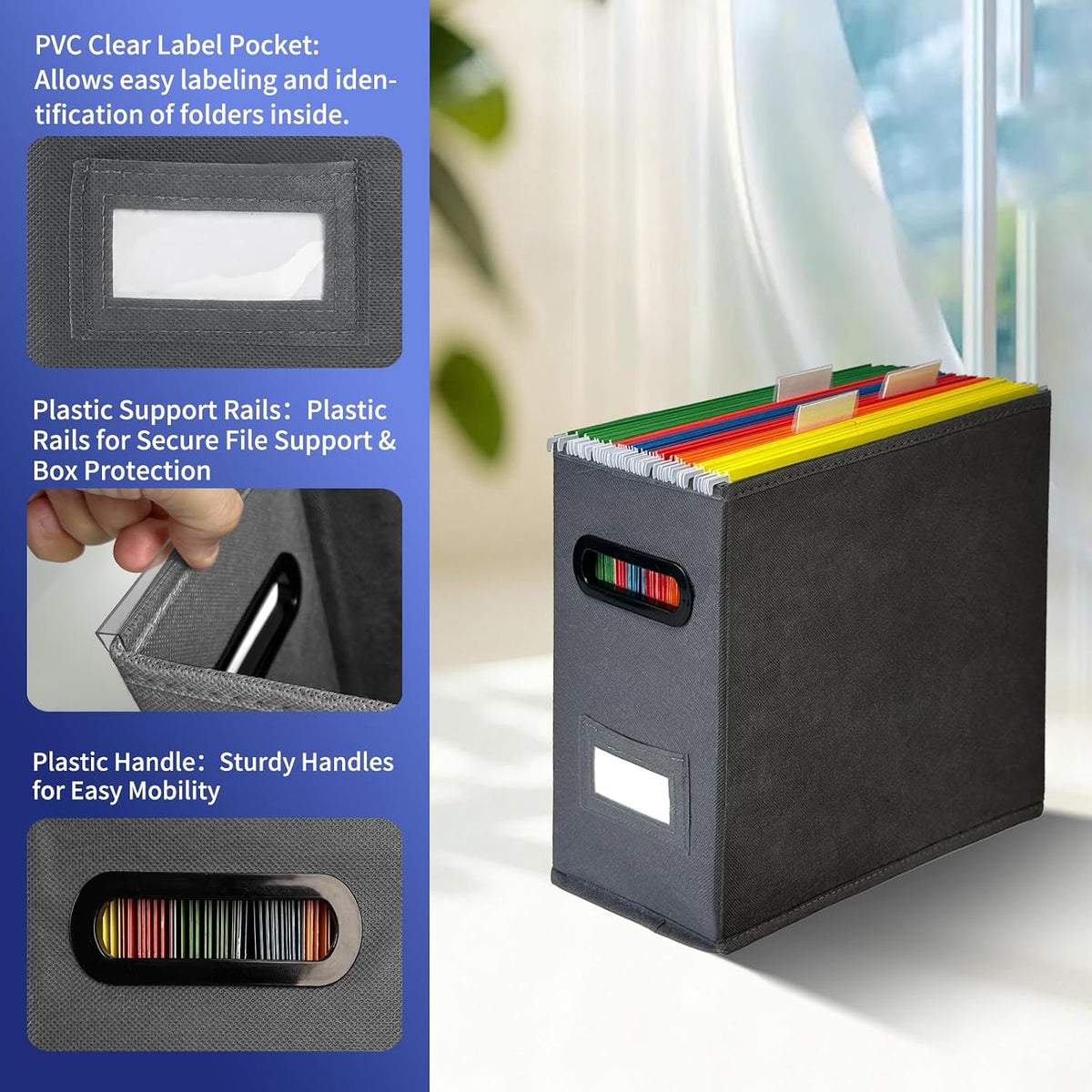 6 Pack Collapsible File Storage Box for Letter Size Documents, Portable File ...