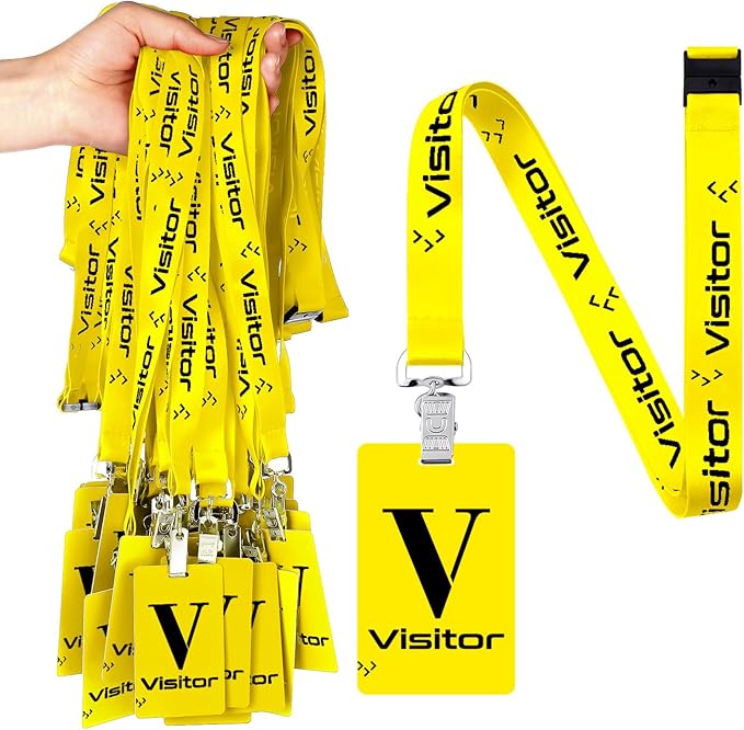 PerKoop 25 Pack Visitor Badge Lanyards Volunteer Badge Holder by PerKoop