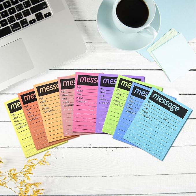9 Pieces Telephone Message Sticky Notes Pads 4 x 5 Inch Assorted Neon Colors - Image 3
