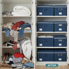 PRANDOM Storage Bins with Lids Linen Fabric Foldable Storage Boxes Organizer - Image 5