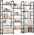 NUMENN Triple Wide 5 Tier Bookshelf, Rustic Industrial Style Bookcases by NUMENN
