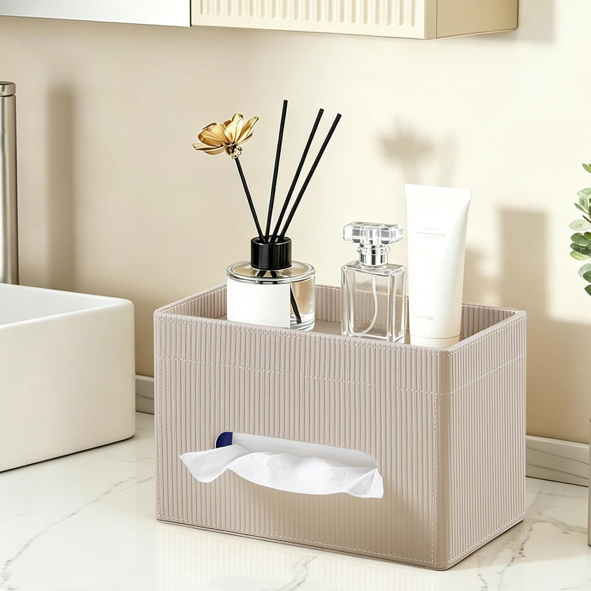 Rectangular Tissue Box Cover PU Leather Tissue Box Holder Rectangle