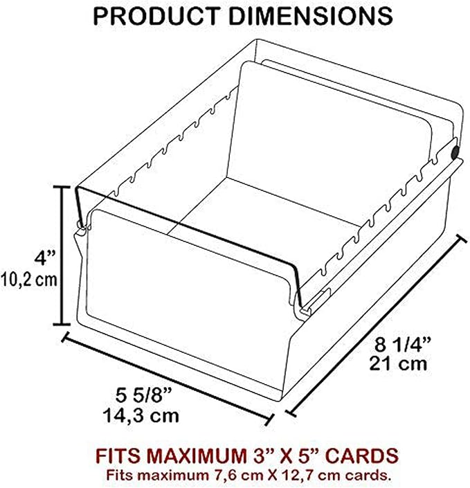 Acrimet 3 x 5 Card File Holder Organizer Box Metal Base Heavy Duty - Image 8