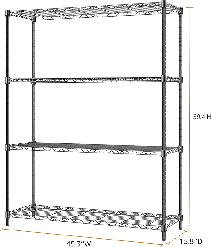 M MZG 1400 lbs 4 Tier Storage Rack Metal Wire Shelving Unit, Storage Standing - Image 3