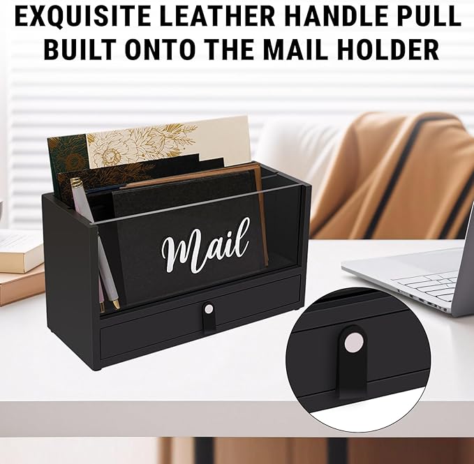 Two-Layer Solid Wooden Mail Storage Organizer Holder - Image 8
